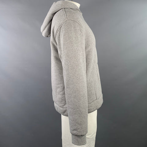 JACQUEMUS Size XL Doubourne Heather Grey Padded Cotton Hooded Sweatshirt