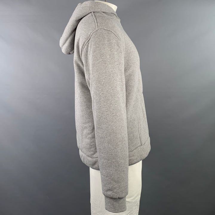JACQUEMUS Size XL Doubourne Heather Grey Padded Cotton Hooded Sweatshirt