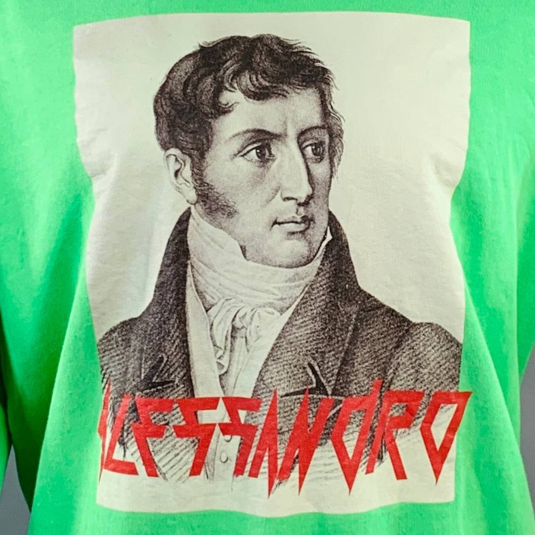MSGM Size M Alessandro Green Graphic Cotton Crew Neck Sweatshirt