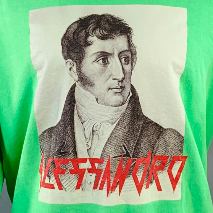 MSGM Size M Alessandro Green Graphic Cotton Crew Neck Sweatshirt