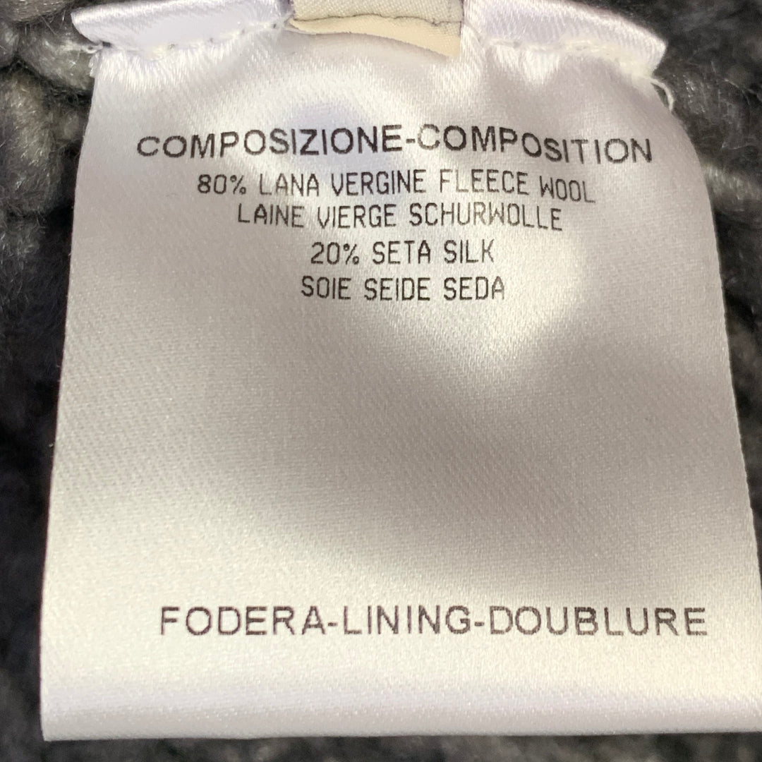 STELLA McCARTNEY Size S Black Grey Wool Silk Ombre Chunky Knit Zip Up Coat