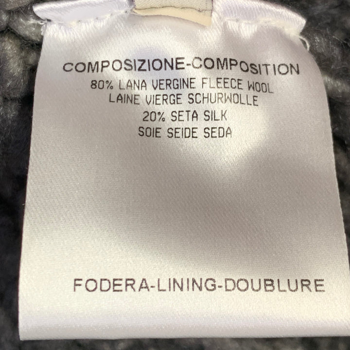 STELLA McCARTNEY Size S Black Grey Wool Silk Ombre Chunky Knit Zip Up Coat