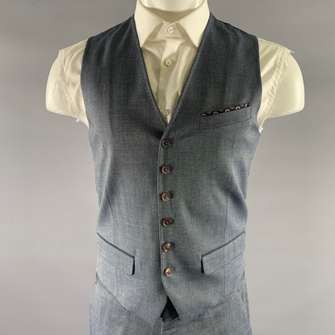 TED BAKER Size 36 Navy Grey Nailhead Viscose Polyester Blend Notch Lapel Suit