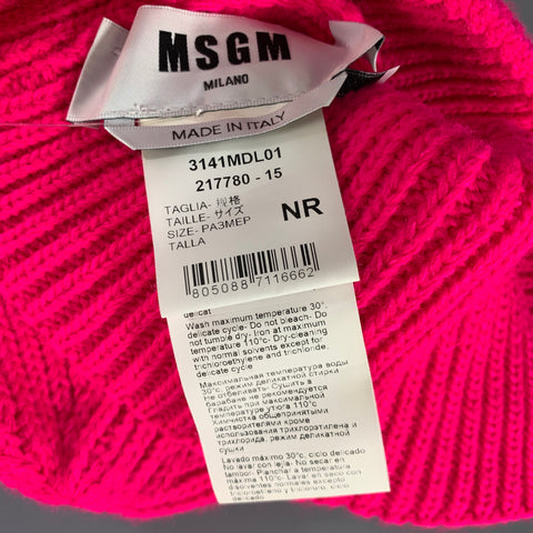MSGM Size One Size Pink Ribbed Knit Acrylic Hats