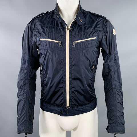MONCLER Size S Navy Polyamide Blend Zip Up Jacket