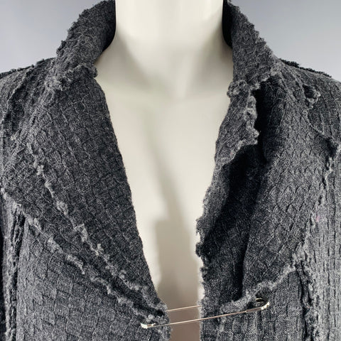 COMME des GARCONS Size S Black Charcoal Textured Asymmetrical Cardigan