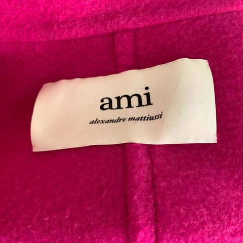 AMI by ALEXANDRE MATTIUSSI Size L Pink Wool Patch Pockets Coat