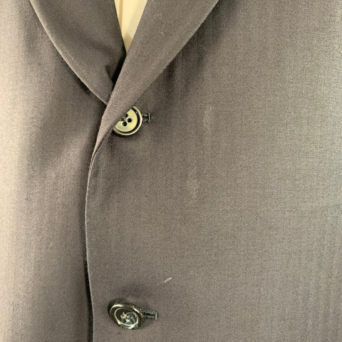 O'CONNELL'S Size 42 Long Navy Herringbone Wool Notch Lapel Suit