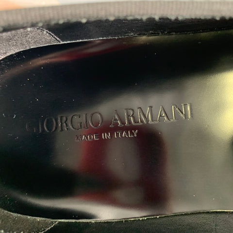 GIORGIO ARMANI Size 11 Black Textured Leather Slip On Loafers