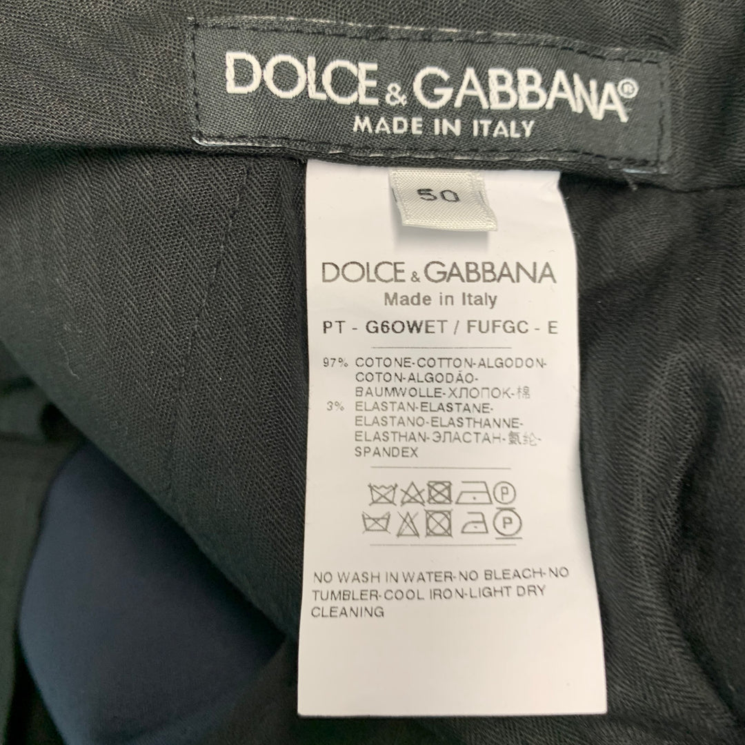 DOLCE &amp; GABBANA Taille 34 Pantalon habillé en coton mélangé bleu marine avec braguette zippée
