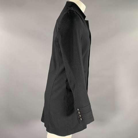 THE KOOPLES Size 38 Black Solid Cotton Military Coat
