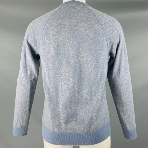 VINCE Jersey con cuello redondo de cachemira a rayas azul claro y gris talla S