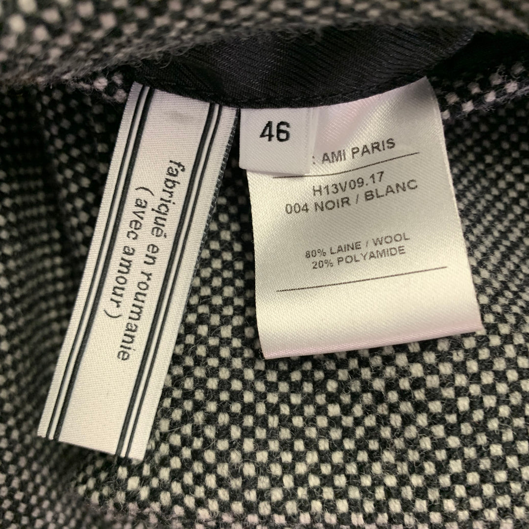 AMI by ALEXANDRE MATTIUSSI Size 36 Black Grey Woven Wool Blend Notch Lapel Sport Coat