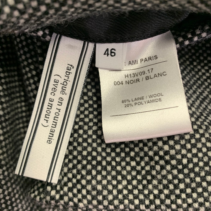 AMI by ALEXANDRE MATTIUSSI Size 36 Black Grey Woven Wool Blend Notch Lapel Sport Coat