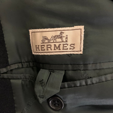 HERMES Size XXL Black Cashmere Trench Coat