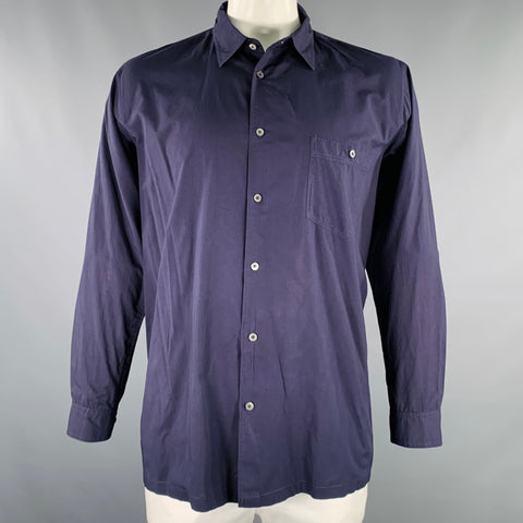 Chemise à manches longues boutonnée en coton SAGE DE CRET taille L bleu marine