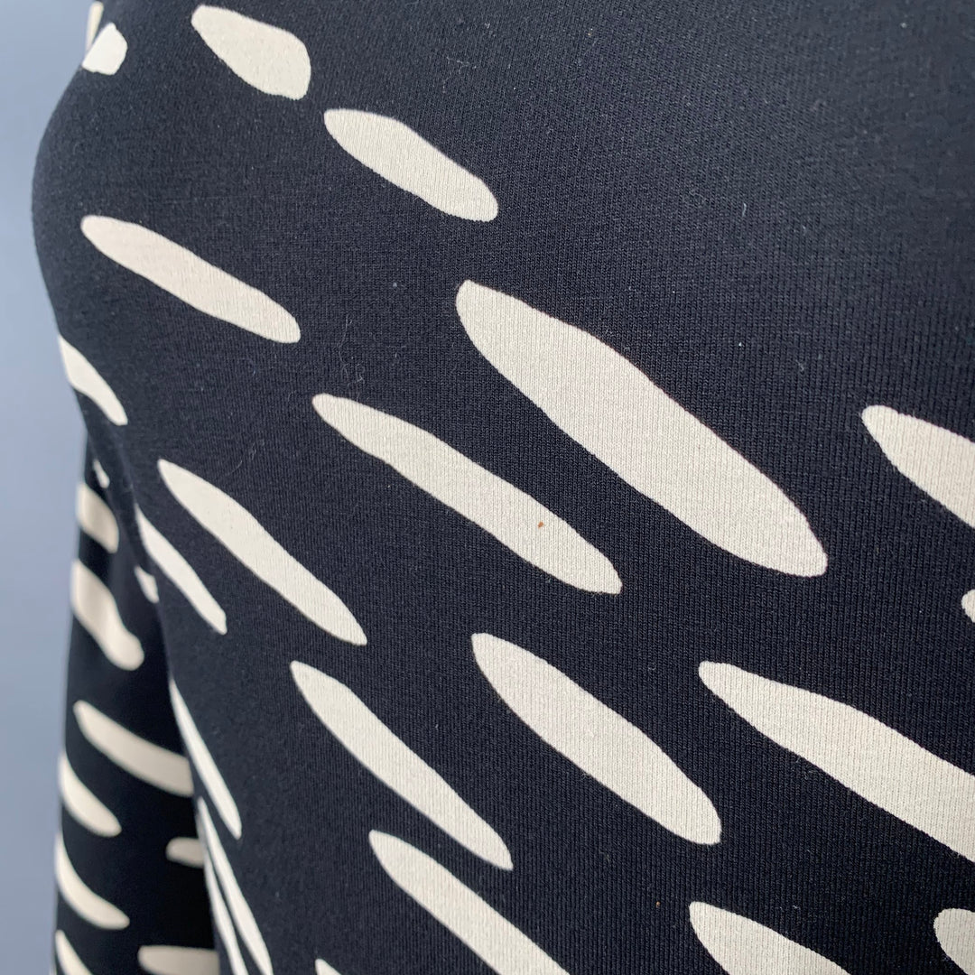 MARIMEKKO Size M Black White Jersey Dots Mock Neck Pullover