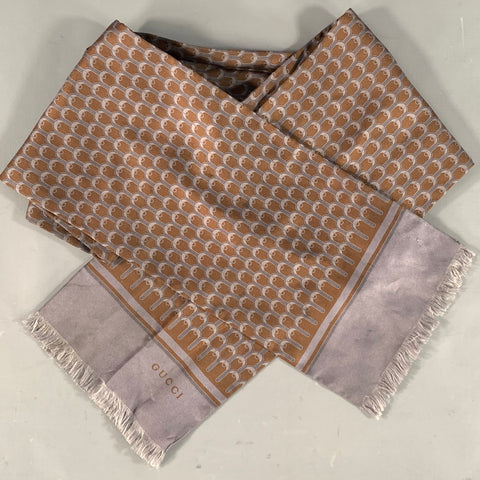 GUCCI Brown Grey Geometric Scarves