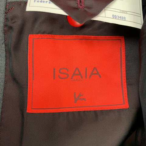 ISAIA Size 40 Grey Charcoal Red Stripe Wool Notch Lapel Sport Coat