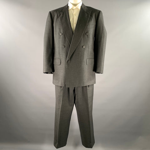 ERMENEGILDO ZEGNA Size 46 Grey Black Nailhead Wool Peak Lapel Suit