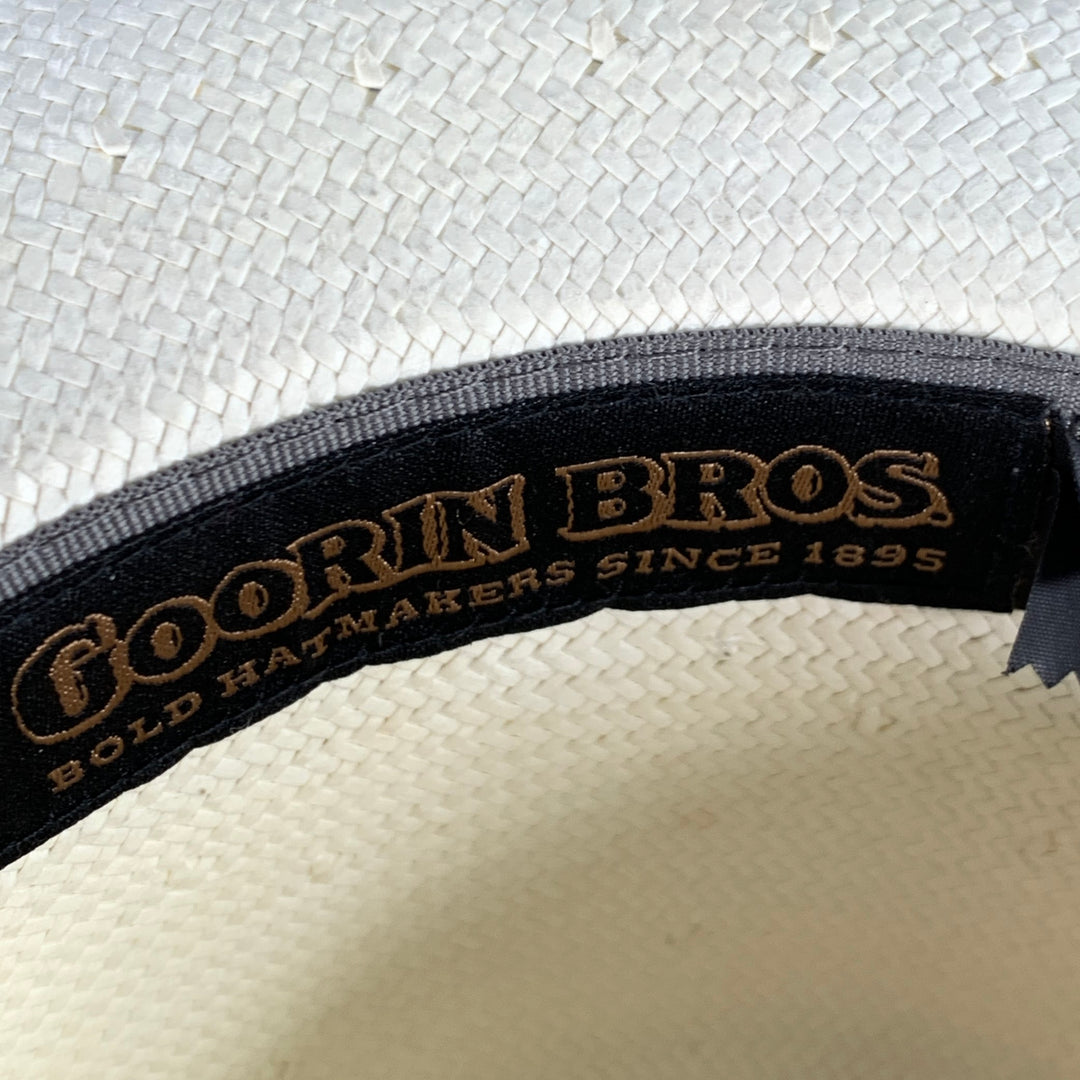 GOORIN BROTHERS Size S Cream Black Woven Straw Fedora Hat