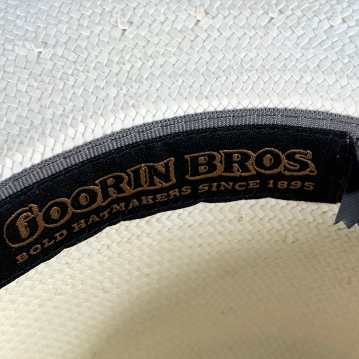 GOORIN BROTHERS Size S Cream Black Woven Straw Fedora Hat