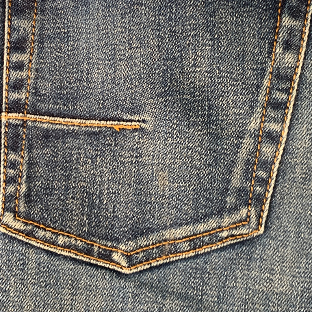 DIOR HOMME Size 30 Blue Contrast Stitch Cotton Blend Twill Slim Straight Jeans