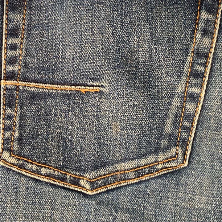 DIOR HOMME Size 30 Blue Contrast Stitch Cotton Blend Twill Slim Straight Jeans