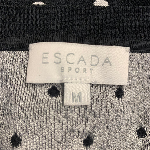 ESCADA Taille M Noir Blanc Mélange Viscose Pois Ensemble 2 pièces Cardigan
