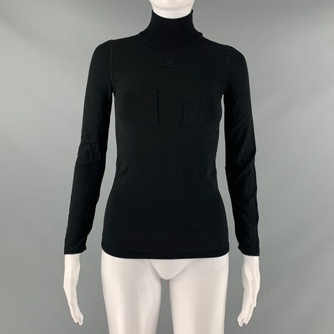 COURREGES Size S Black Nylon Mock Neck Dress Top