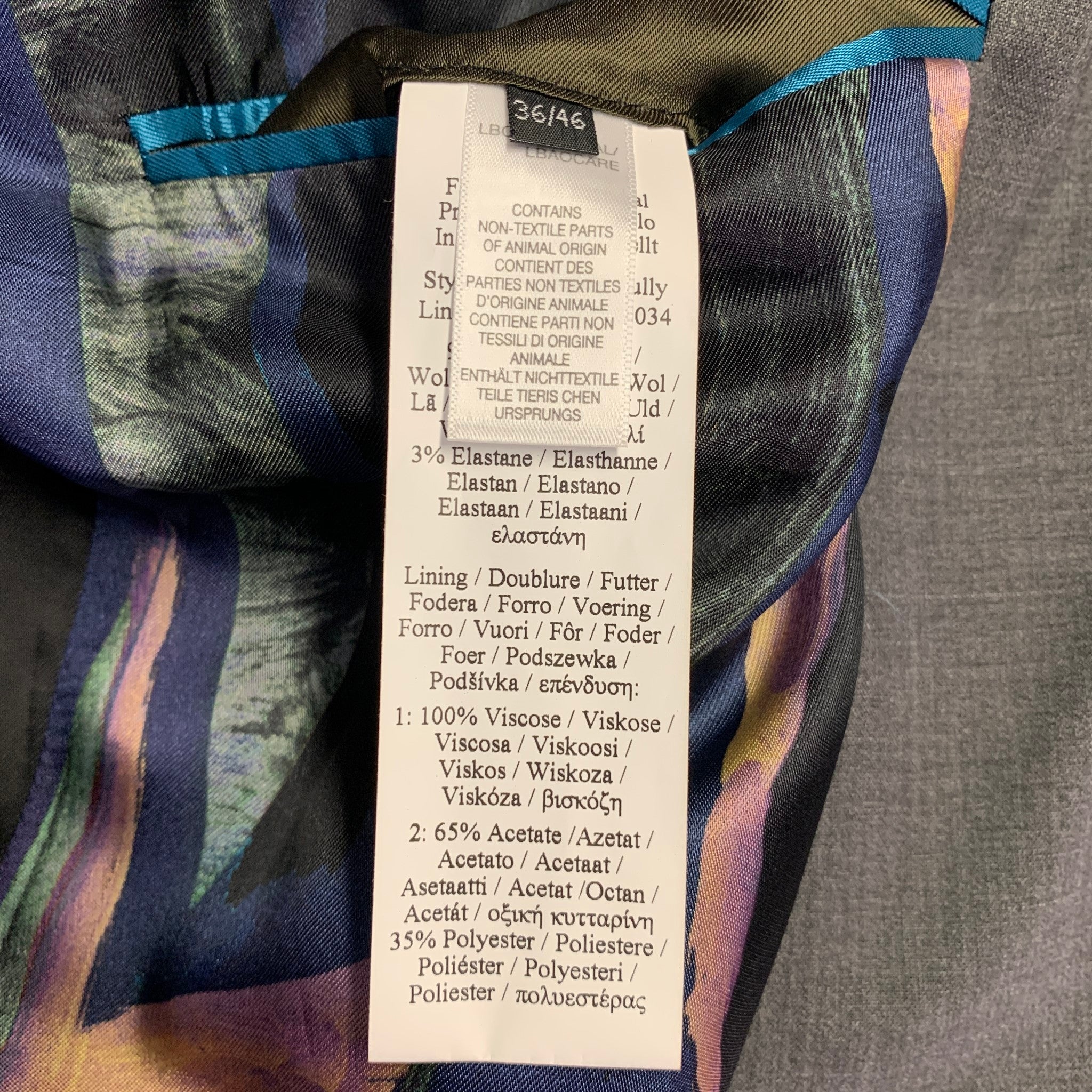 PAUL SMITH Size 36 Grey Wool Elastane Single breasted Jacket – Sui