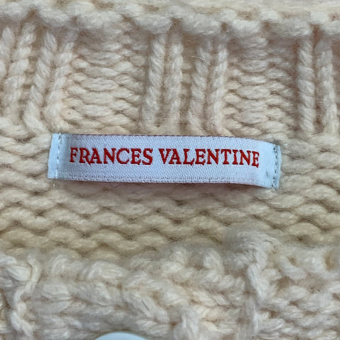 FRANCES VALENTINE Size M Beige Red Pink Lambswool Knit Floral Cardigan