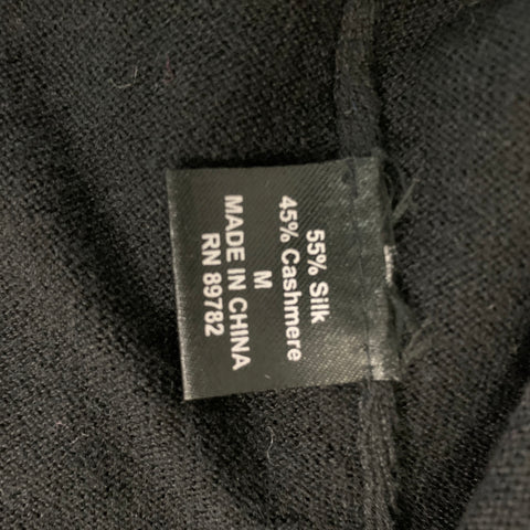 JOSIE NATORI Size M Black Silk Cashmere Applique Ruched Pullover