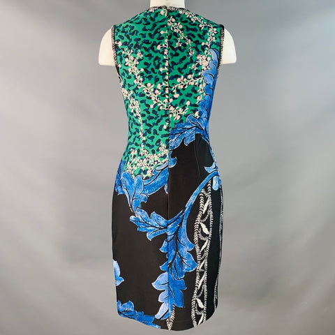 YIGAL AZROUEL Size 6 Black Green Blue Polyester Blend Cocktail Dress
