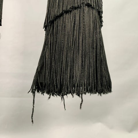 NORMA KAMALI Size M Black Polyester Blend High Waisted Fringe Dress Pants