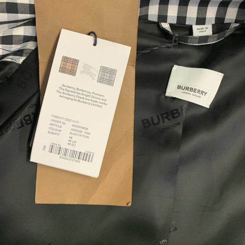 BURBERRY Taille 38 Manteau à Carreaux Noir et Blanc en Polyester Laine à Boutons Pression