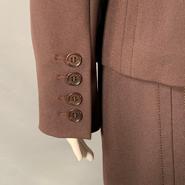 FUTURE OZBEK Size 6 Brown Rayon Blend Single Breasted Blazer Mini Skirt Set