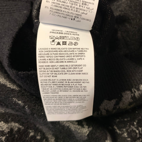 VERSACE 2024 Size 0 Black Grey Viscose Blend Baroque Crew Neck Cocktail Dress
