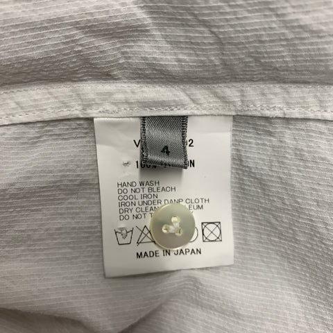 THE VIRIDI-ANNE Size L White Black Contrast Stitch Cotton Long Sleeve Shirt