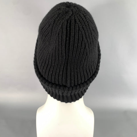 MONCLER Size One Size Black White Ribbed Wool  Cashmere Hats