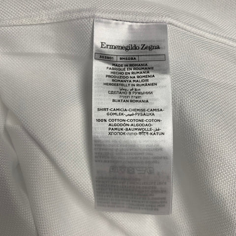ERMENEGILDO ZEGNA Size S White Cotton Cutaway Collar Long Sleeve Shirt