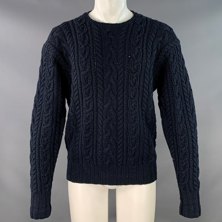 POLO by RALPH LAUREN Size M Navy Cotton Chunky Cable Knit Sweater