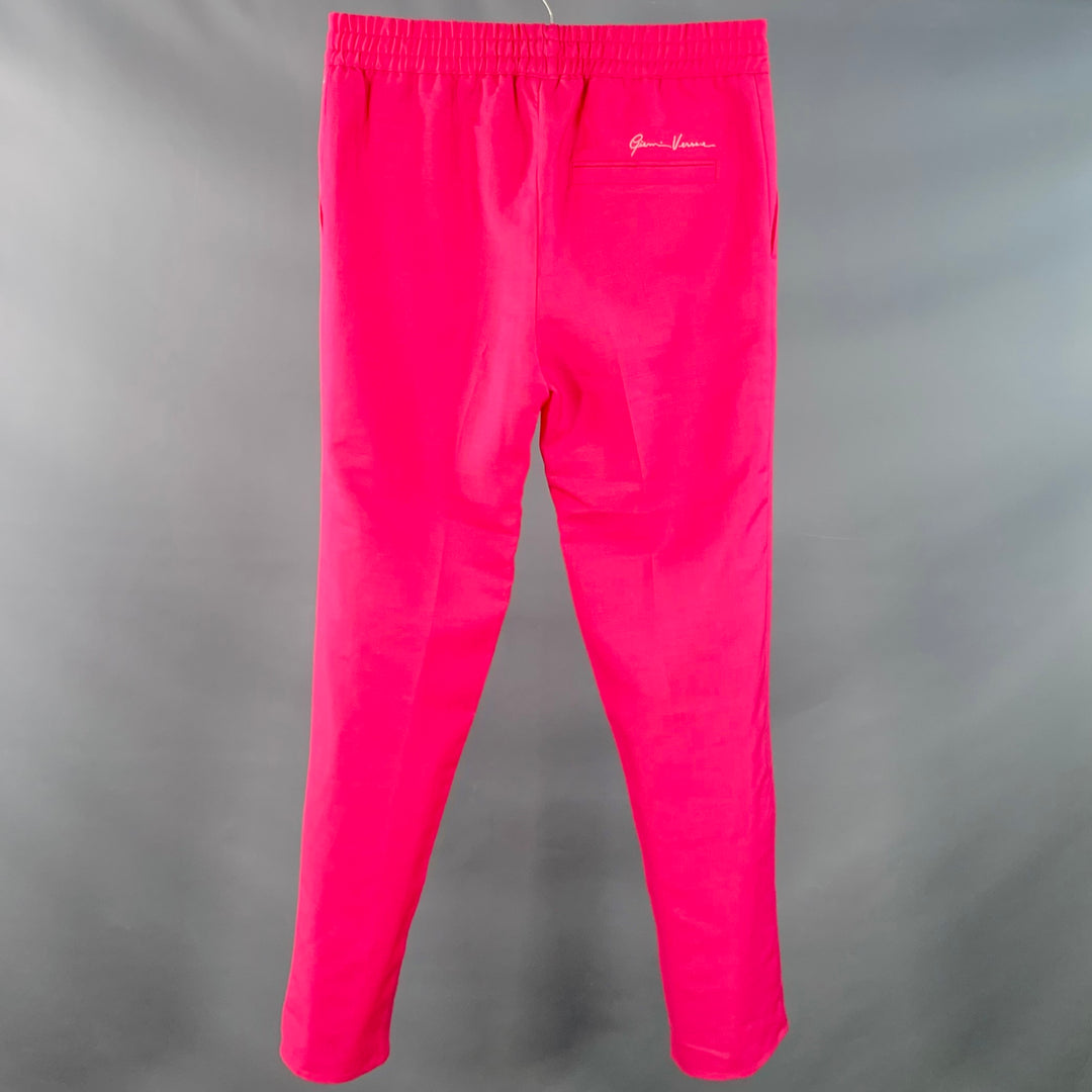 VERSACE Size M Pink Fuchsia Virgin Wool Mohair Pleated Tapered Casual Pants