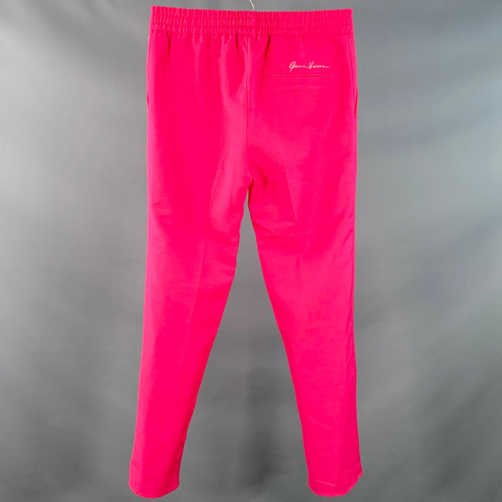 VERSACE Size M Pink Fuchsia Virgin Wool Mohair Pleated Tapered Casual Pants