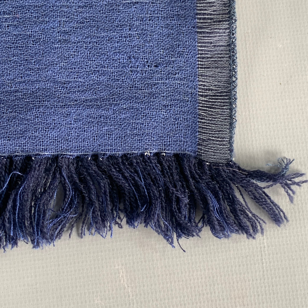 CAMERUCCI Navy Woven Two Tone Fringe Scarf