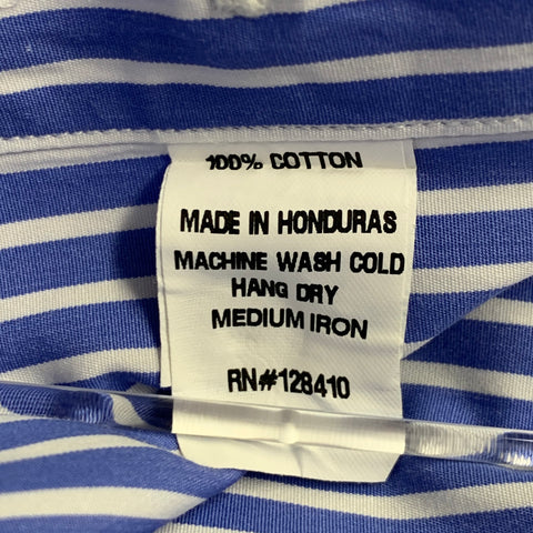 SID MASHBURN Size L Blue White Stripe Cotton One Pocket Long Sleeve Shirt