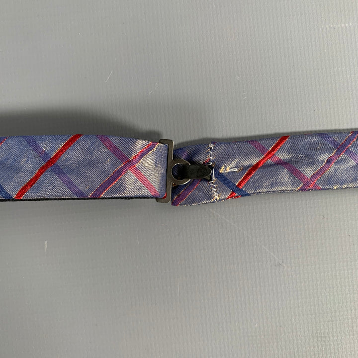 L'ESCALIER D'ARGENT Purple Red Checkered Silk Bow Tie