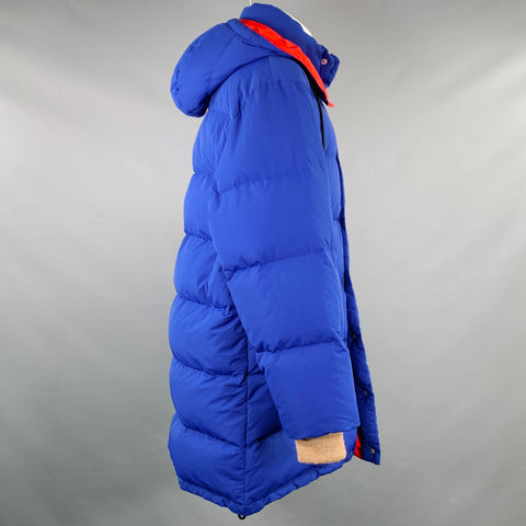 GUCCI 2018 Size 36 Blue Red Polyamide Puffer Goose Down Hooded Coat