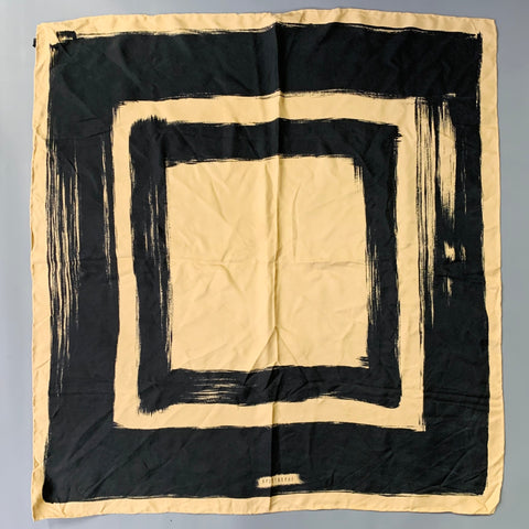 APOSTROPHE Tan Black Silk Brushstroke Scarf Shawl