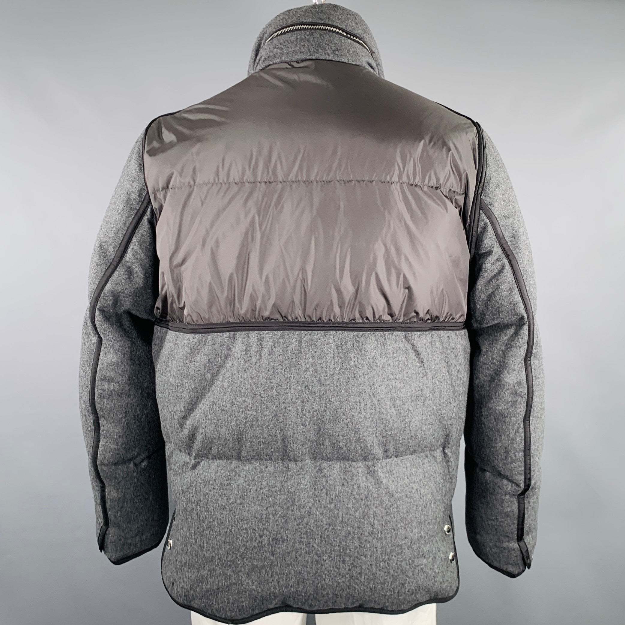 MONCLER Size XXXL Grey Quilted Wool Zip Up Jacket – Sui Generis